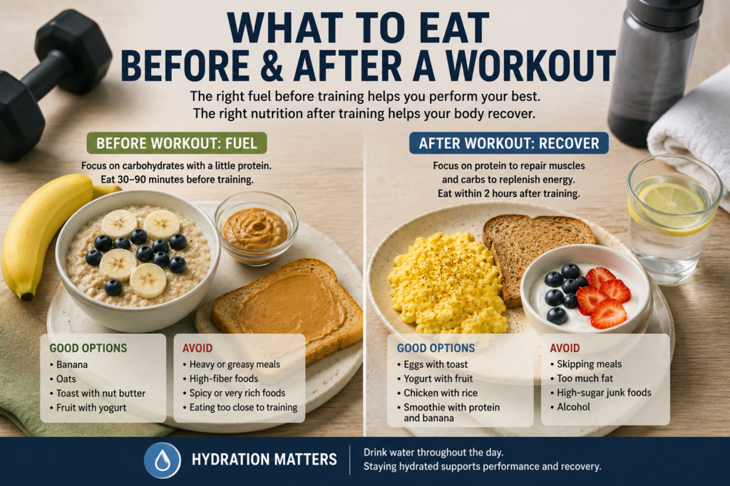 Healthy foods to eat before and after a workout for energy and recovery